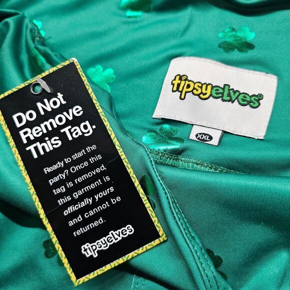 Tipsy Elves St. Patricks Day Leggings Women XXL Green High Waisted 4 Leaf Clover - Picture 9 of 10